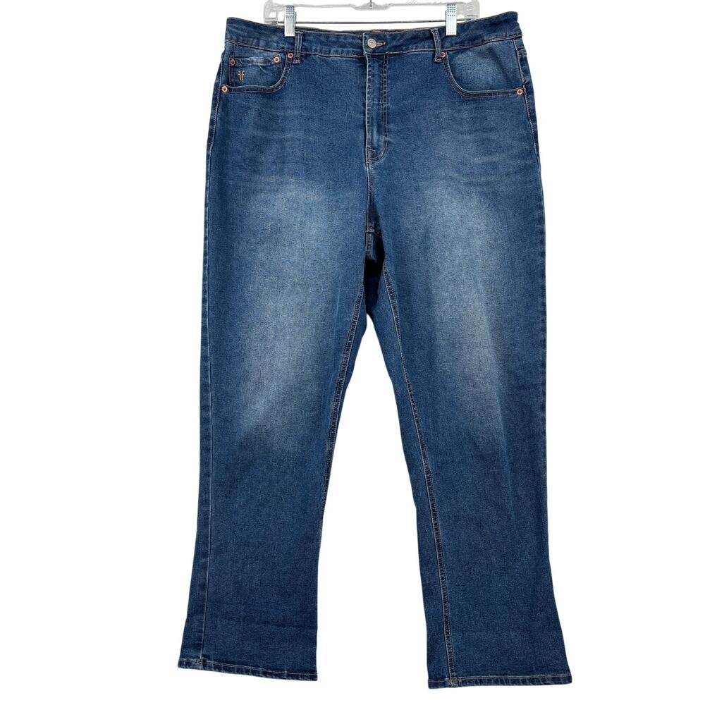 Frye Jeans High Rise Straight Leg Womens Size 16/34 Stretch Denim Medium Wash